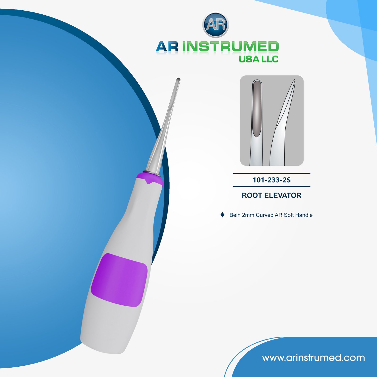 101-233-2S Bein 2mm Curved AR Soft Handle Purple - Image 1
