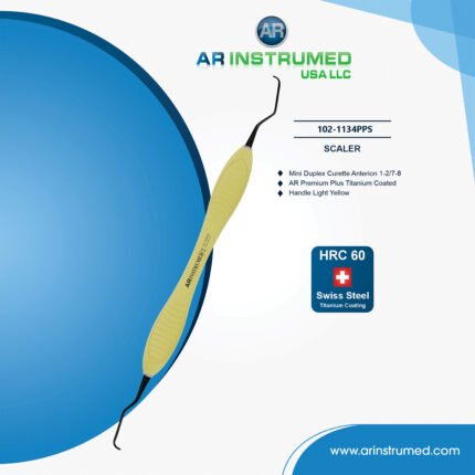 Mini Duplex Curette Anterior 1-2/7-8 Titanium Coated AR Premium Plus Handle Light Yellow