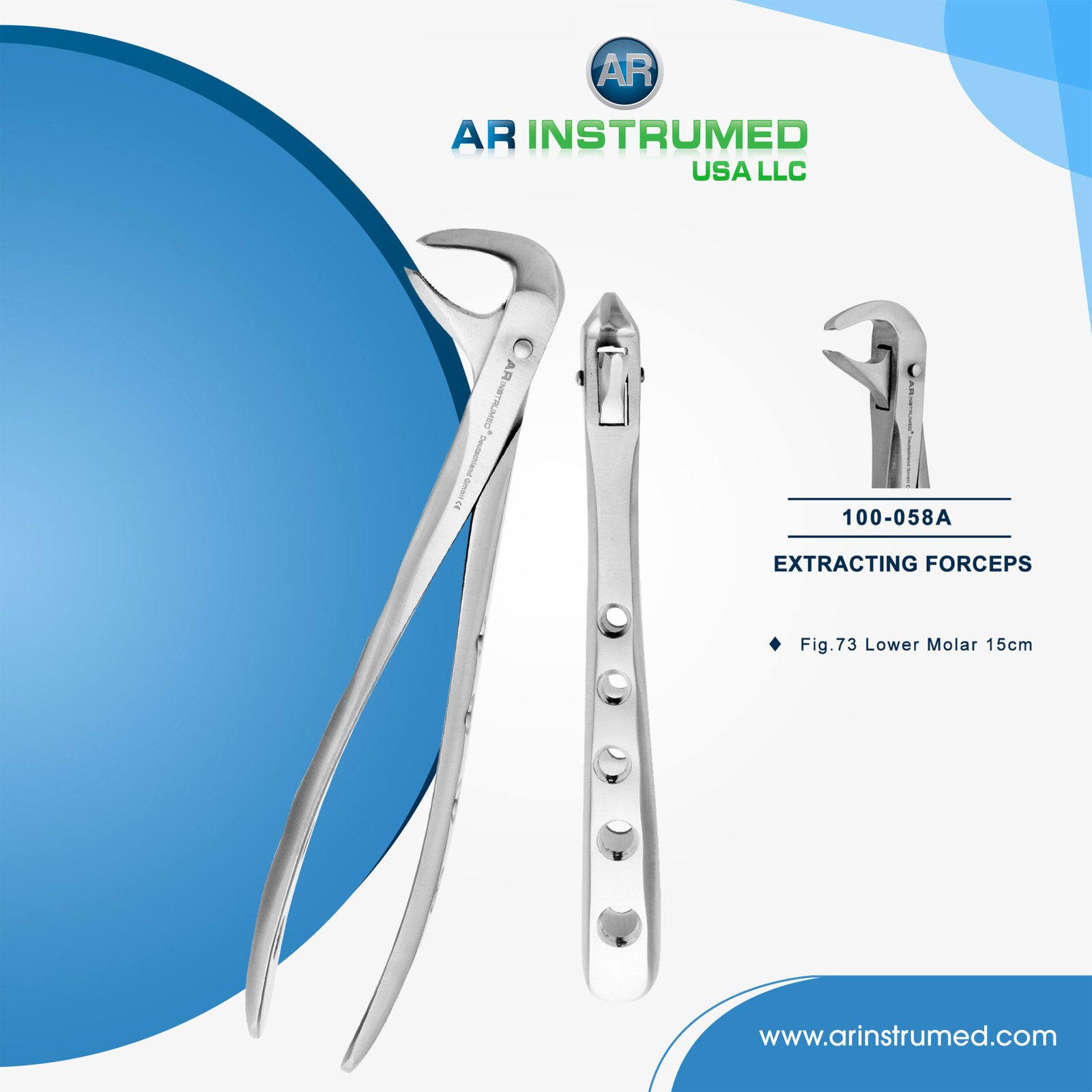 100-058A Extracting Forceps Fig.73 Lower Molar 15cm - Image 1