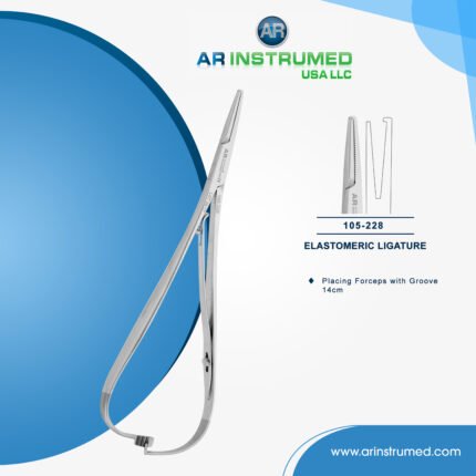 Elastomeric Ligature Placing Forceps with Groove 14cm