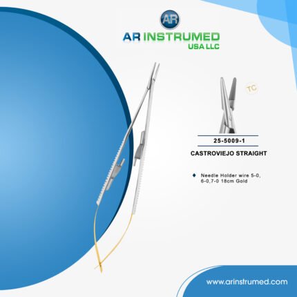 Needle Holder Castroviejo Straight wire 5-0, 6-0, 7-0 18cm (TC) Gold